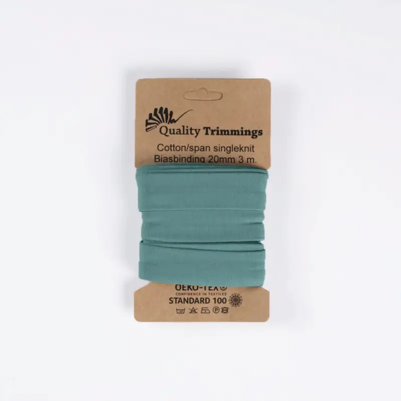 Begrenztes Angebot Schrägband Jersey Ben uni dark dusty mint (220) Karte 3m